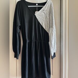 New Black and Sequin long sleeve dress. Elastic waist. Soft.